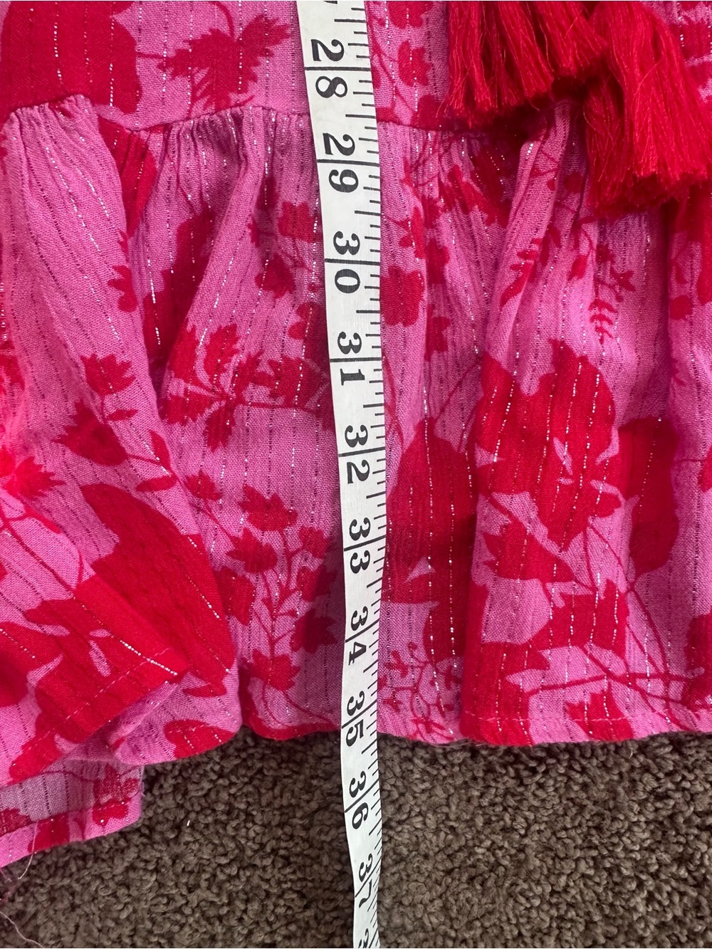 French Brand Pink and Red Boho Floral Dress- M - Picture 3 of 7